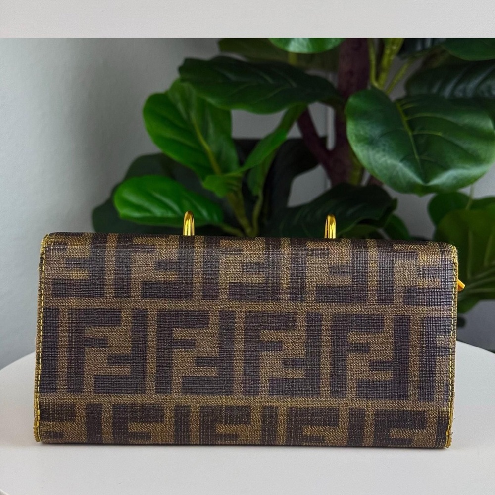 Fendi Tan and Gold Textured Wallet